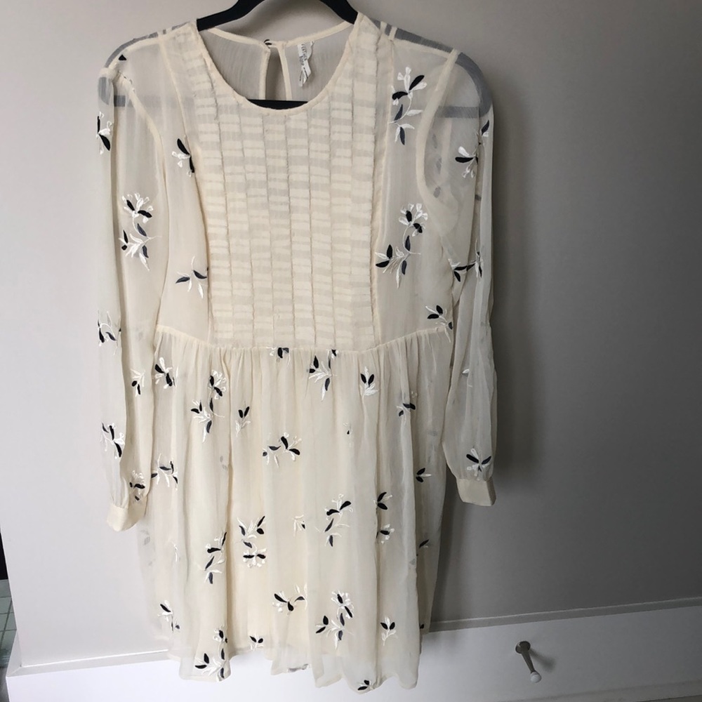Anthropologie Long Sleeved Embroidered Dress